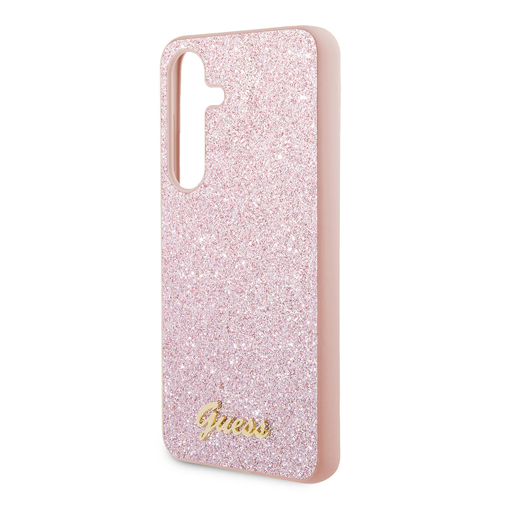 Θήκη για Samsung Galaxy S24+ S926, Guess, Glitter Script, Ροζ
