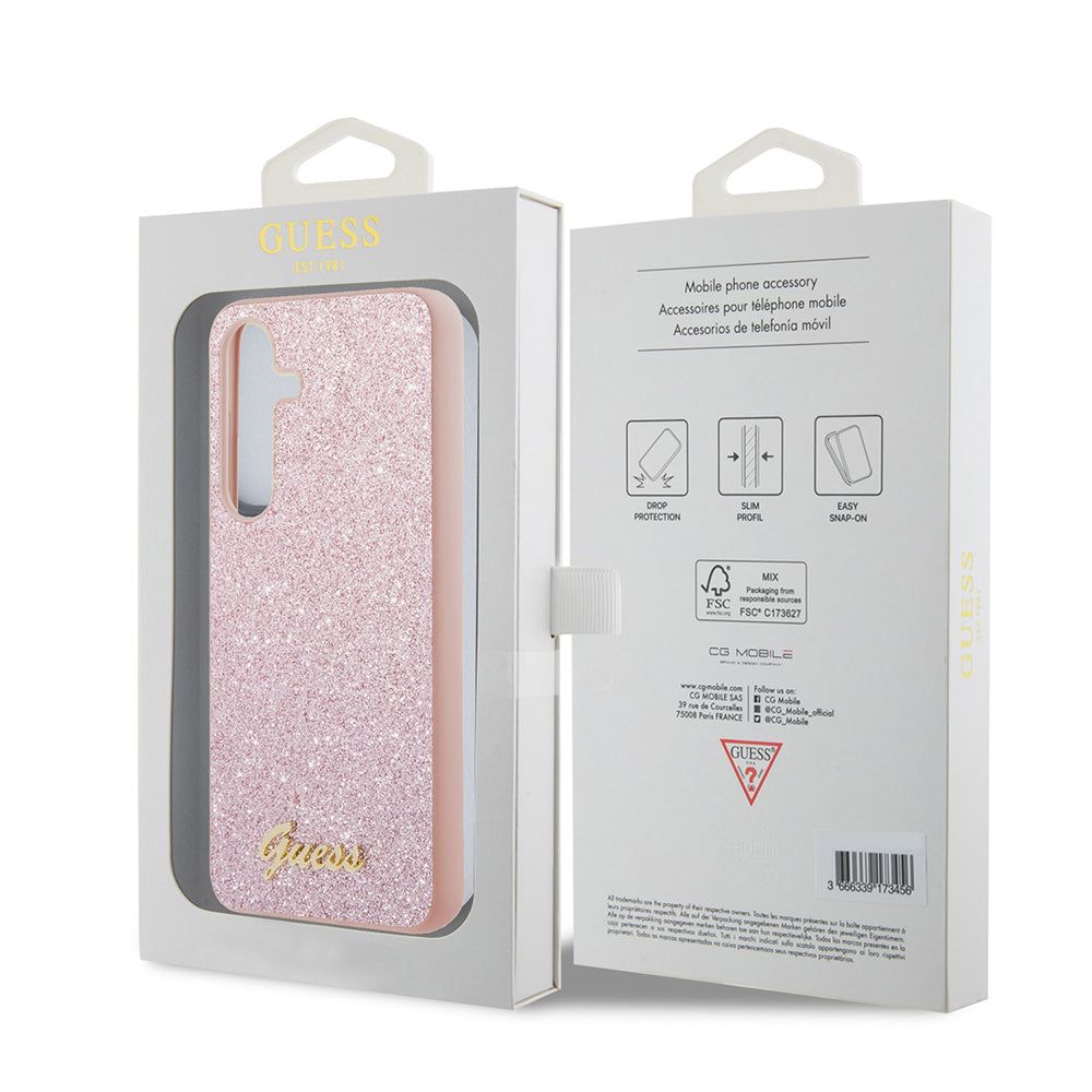 Θήκη για Samsung Galaxy S24+ S926, Guess, Glitter Script, Ροζ