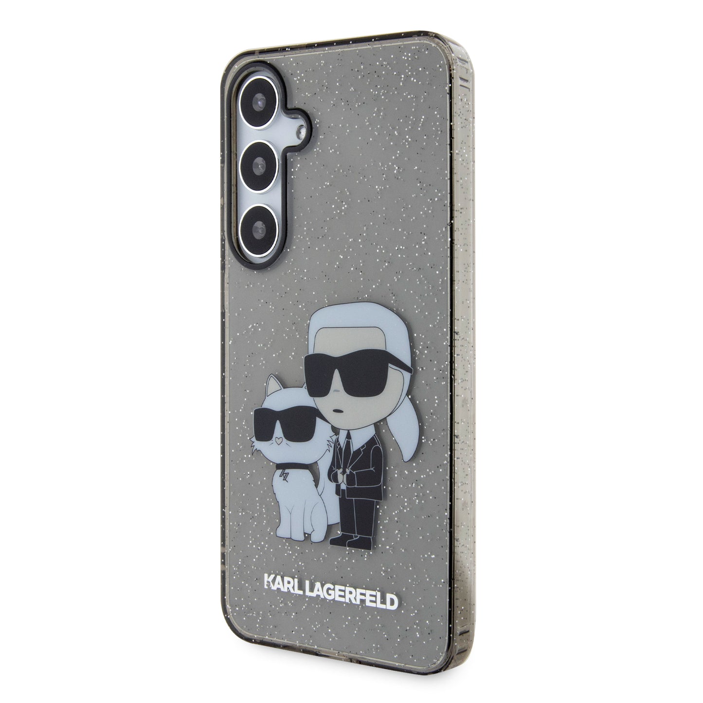 Θήκη για Samsung Galaxy S24+ S926, Karl Lagerfeld, Glitter Karl & Choupette, Μαύρη Διαφανής