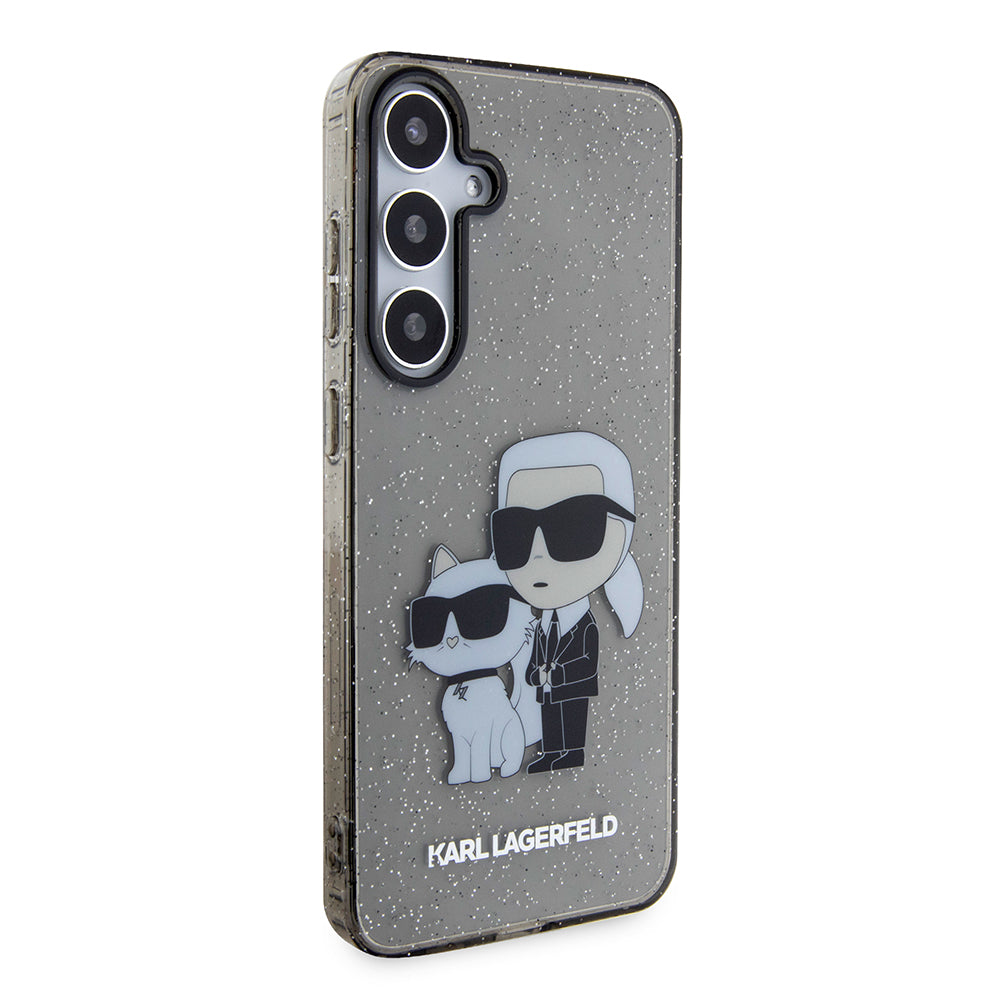 Θήκη για Samsung Galaxy S24+ S926, Karl Lagerfeld, Glitter Karl & Choupette, Μαύρη Διαφανής
