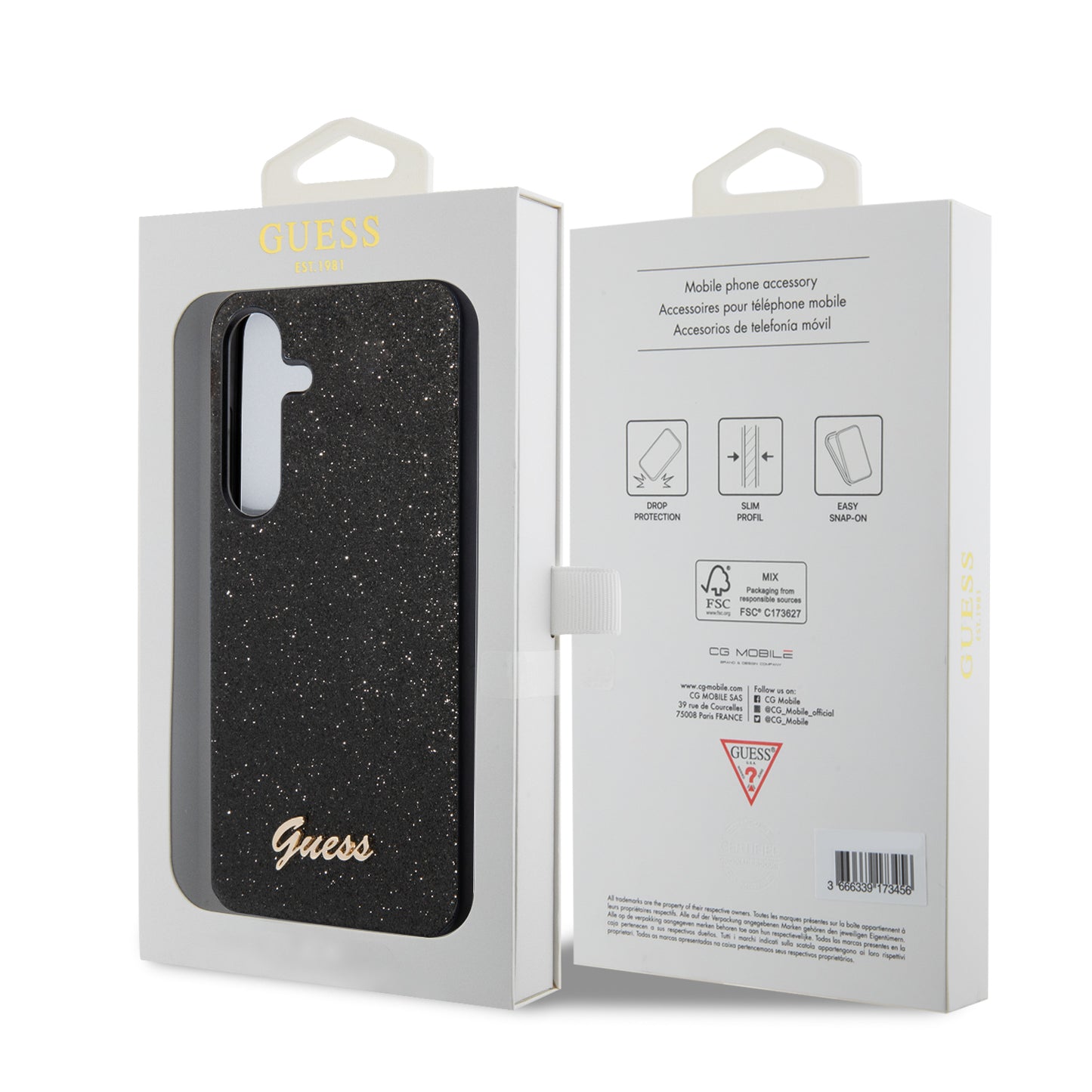 Θήκη για Samsung Galaxy S24 S921, Guess, Glitter Script, Μαύρη