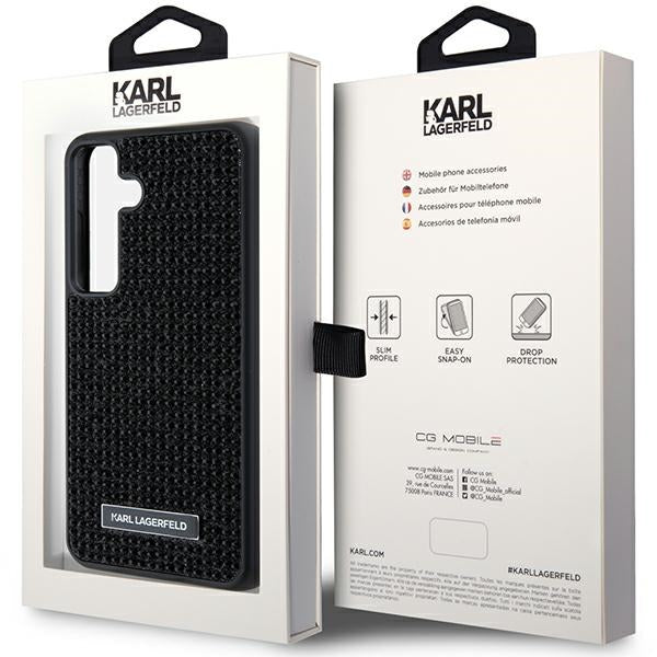 Θήκη για Samsung Galaxy S24 S921, Karl Lagerfeld, Rhinestone Metal Plate, Μαύρη