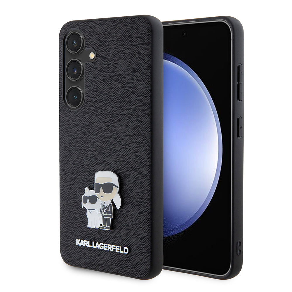 Θήκη για Samsung Galaxy S24 S921, Karl Lagerfeld, Saffiano Karl & Choupette Metal, Μαύρη