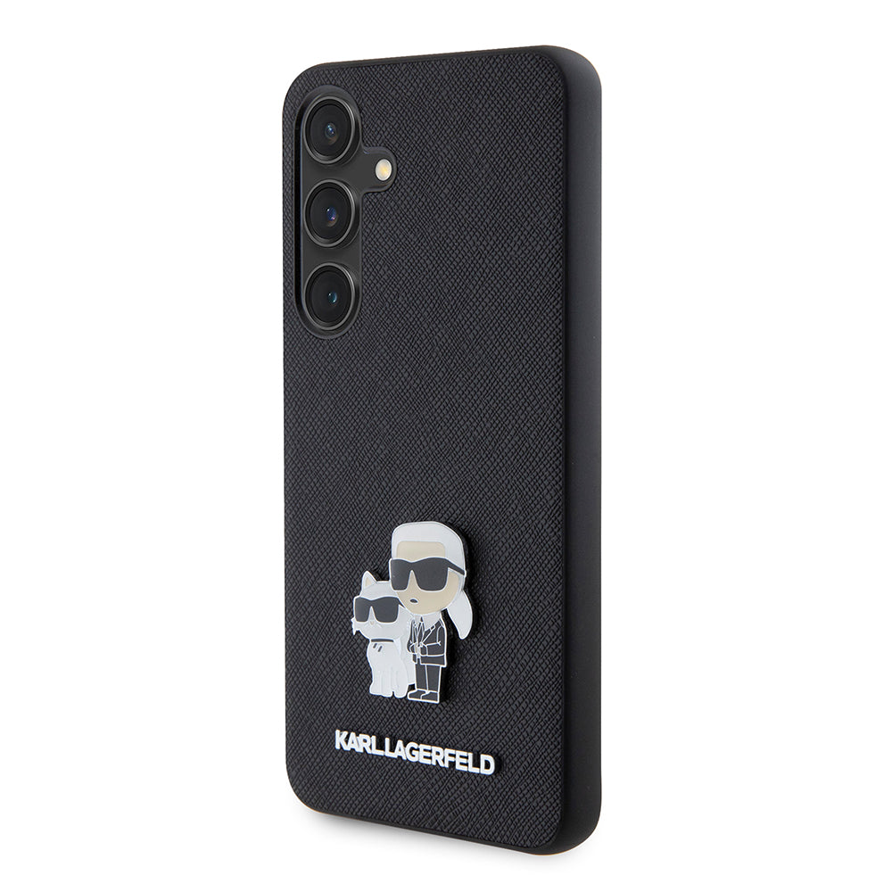 Θήκη για Samsung Galaxy S24 S921, Karl Lagerfeld, Saffiano Karl & Choupette Metal, Μαύρη