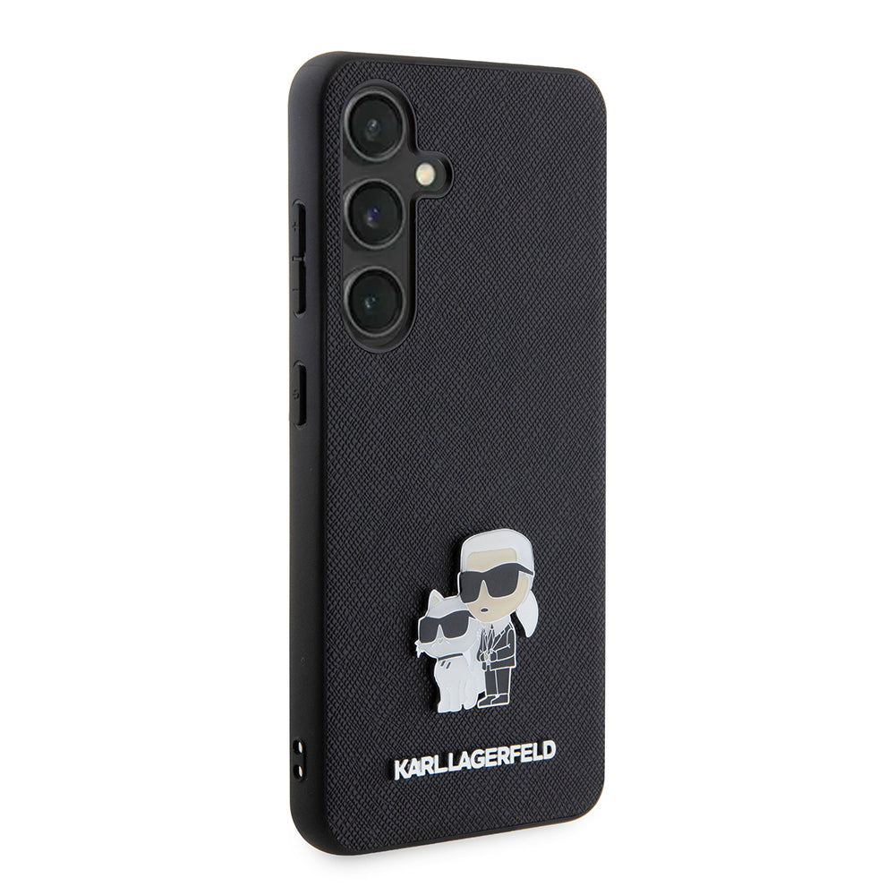 Θήκη για Samsung Galaxy S24 S921, Karl Lagerfeld, Saffiano Karl & Choupette Metal, Μαύρη