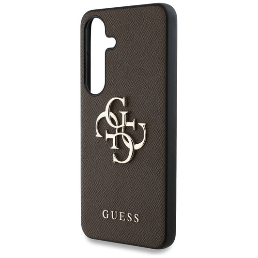 Θήκη για Samsung Galaxy S25+ S936, Guess, 4G Grained Big and Classic Logo, Καφέ