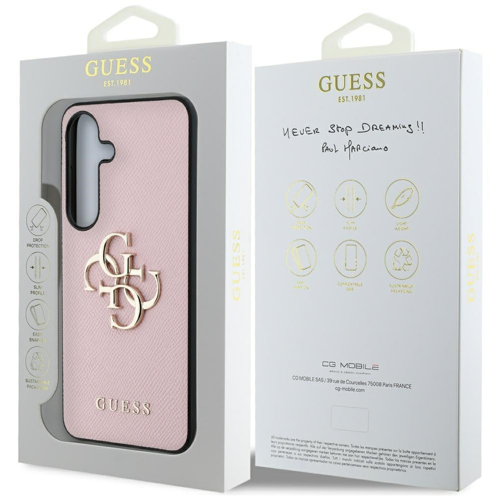 Case for Samsung Galaxy S25+ S936, Guess, 4G Grained Big and Classic Logo, Pink
