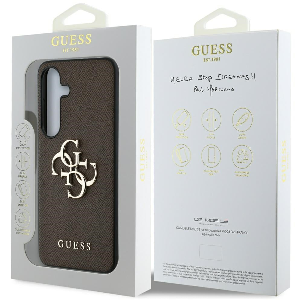 Θήκη για Samsung Galaxy S25 S931, Guess, 4G Grained Big and Classic Logo, Καφέ