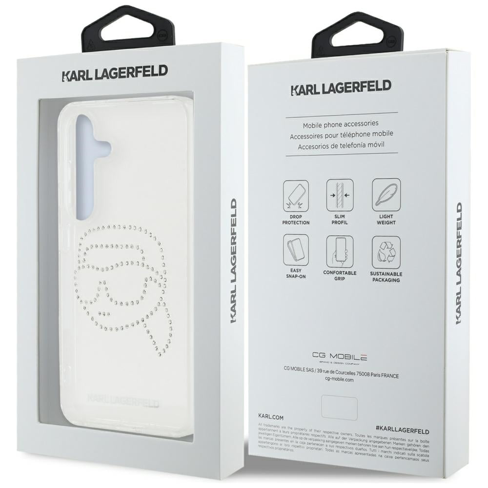 Θήκη για Samsung Galaxy S25 S931, Karl Lagerfeld, IML Rhinestones Karl's Head, Διάφανη