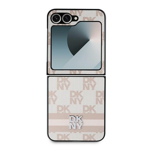 Θήκη για Samsung Galaxy Z Flip7 FE F761 / Z Flip6 F741, DKNY, Εκτύπωση Καρό Μοτίβο, Ροζ