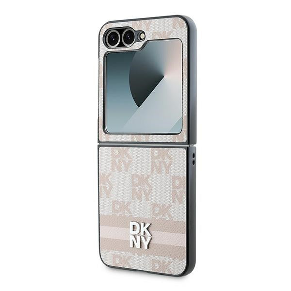 Θήκη για Samsung Galaxy Z Flip7 FE F761 / Z Flip6 F741, DKNY, Εκτύπωση Καρό Μοτίβο, Ροζ