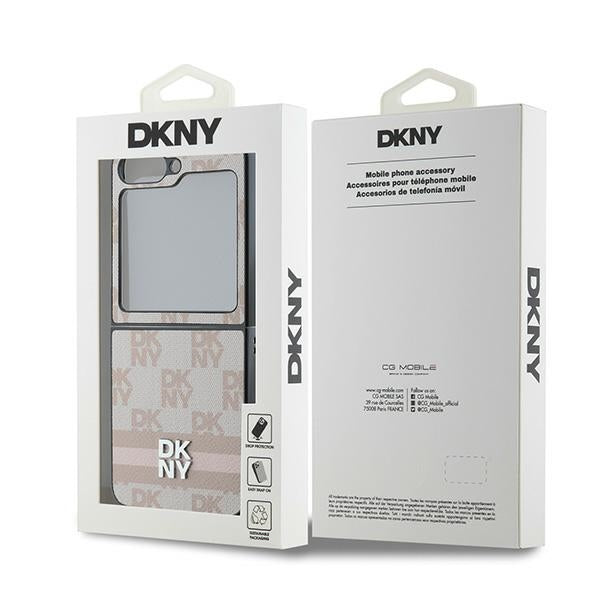 Θήκη για Samsung Galaxy Z Flip7 FE F761 / Z Flip6 F741, DKNY, Εκτύπωση Καρό Μοτίβο, Ροζ