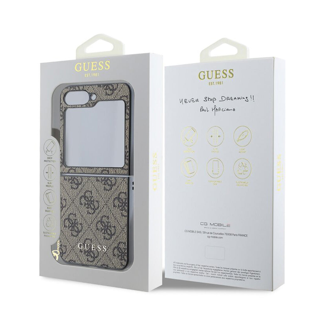 Θήκη για Samsung Galaxy Z Flip7 FE F761 / Z Flip6 F741, Guess, 4G Charm, Καφέ