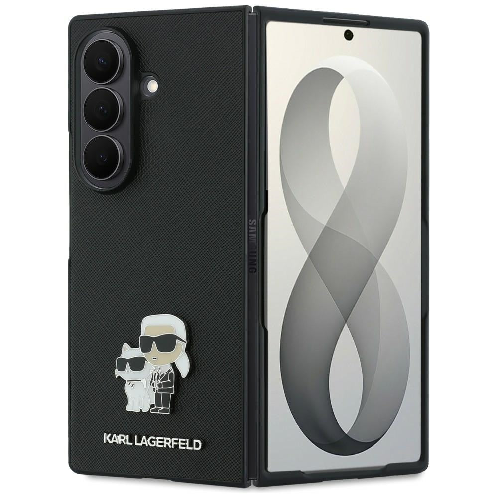 Θήκη για Samsung Galaxy Z Fold8 Ultra F976, Karl Lagerfeld, Saffiano Karl & Choupette Μεταλλικό Καρφίτσα, Μαύρο