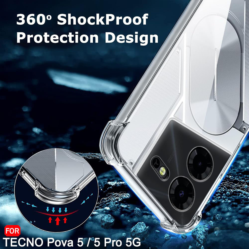 Θήκη για Tecno Pova 5 Pro, Techsuit, Ανθεκτική σε Κρούσεις Διαφανής, Διάφανη
