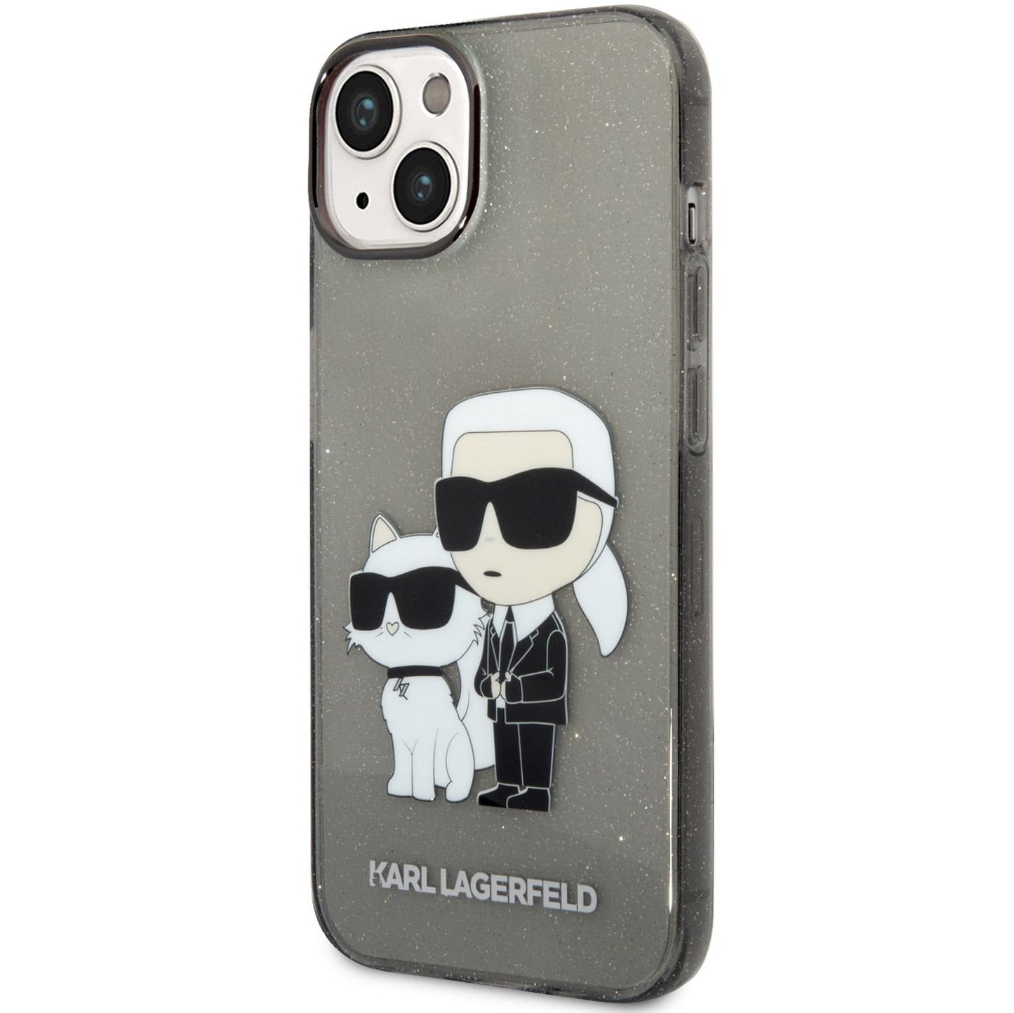 Θήκη για Apple iPhone 14 Plus, Karl Lagerfeld, IML Glitter Karl and Choupette NFT, Μαύρη