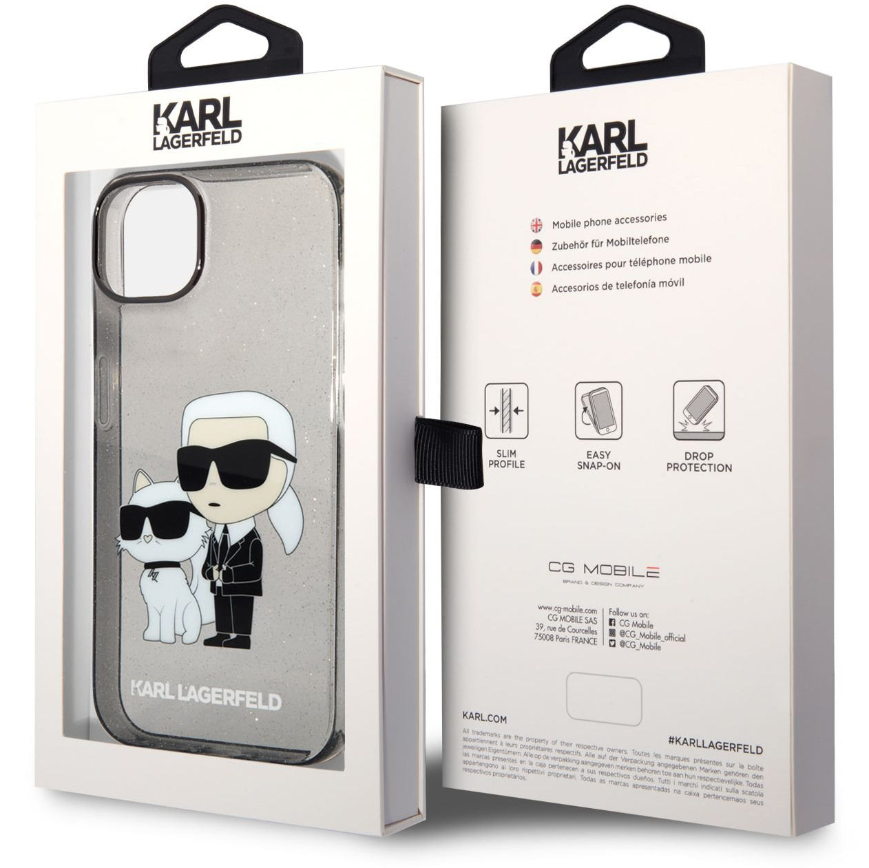 Θήκη για Apple iPhone 14 Plus, Karl Lagerfeld, IML Glitter Karl and Choupette NFT, Μαύρη
