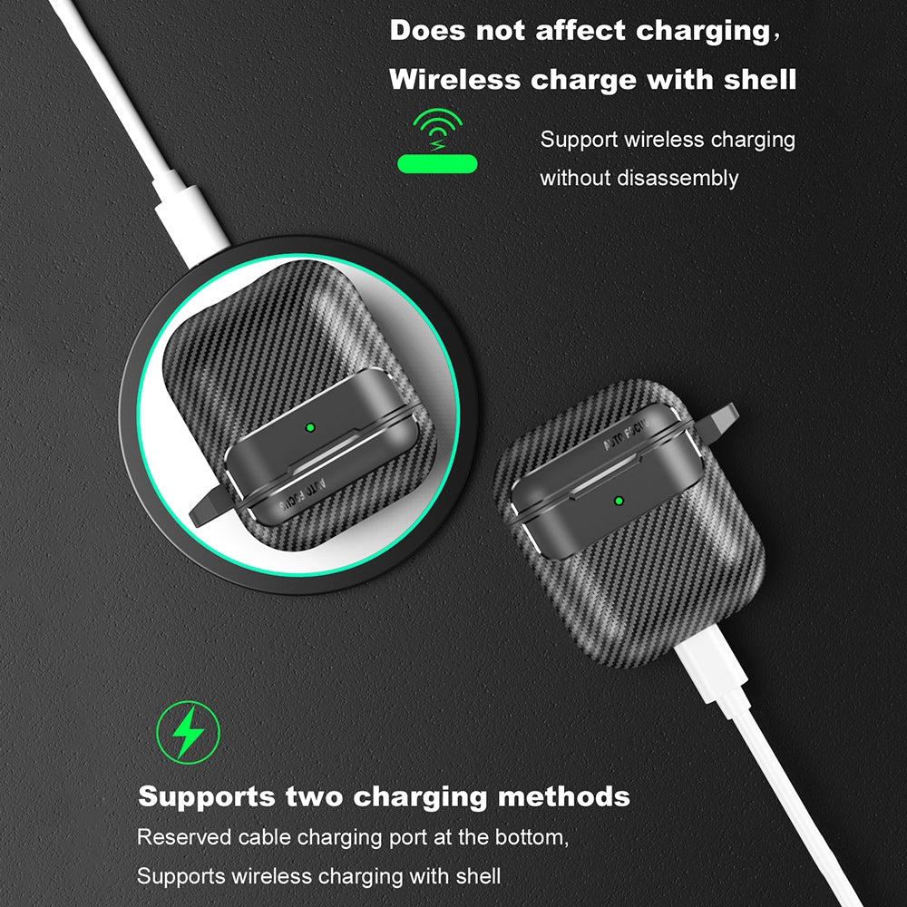 Θήκη Techsuit CarbonFiber για Apple AirPods Gen 2 / Gen 1, Μαύρη