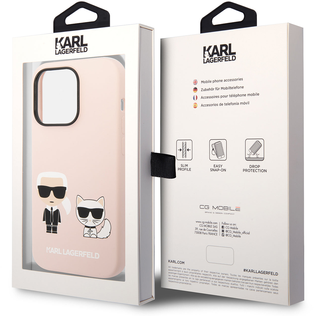 Θήκη MagSafe για Apple iPhone 14 Pro, Karl Lagerfeld, Silicone Body Karl & Choupette, Ροζ