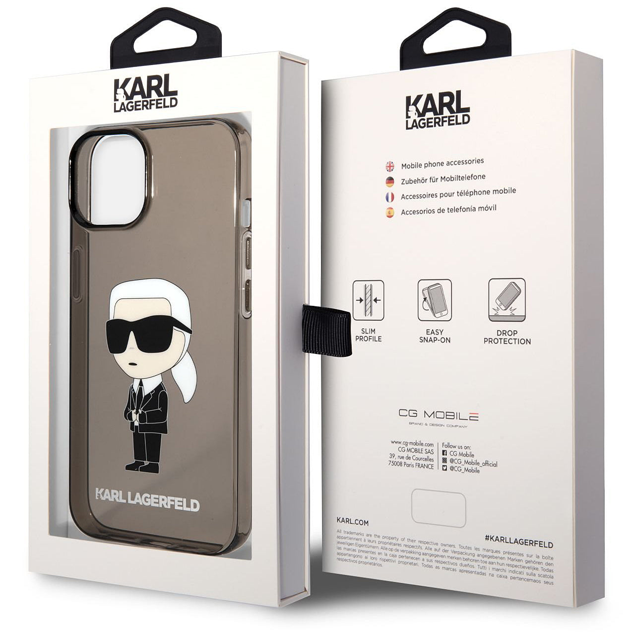 Θήκη TPU Karl Lagerfeld IML για Apple iPhone 14 Plus, Ikonik NFT, Διάφανη Μαύρη KLHCP14MHNIKTCK