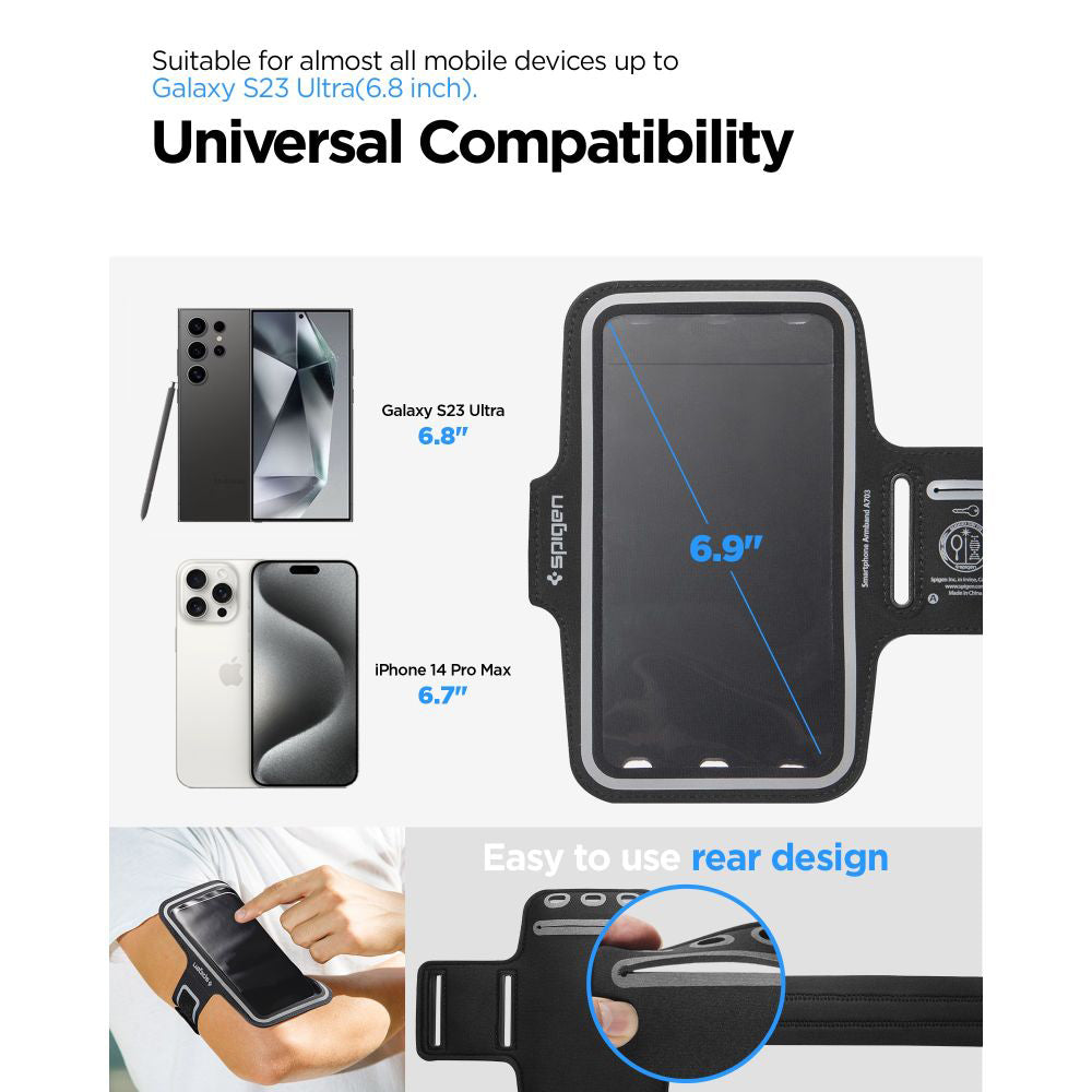 Αδιάβροχη Universal Θήκη για Τηλέφωνο max. 6.9 ίντσες, Spigen, Dynamic Shield, Μαύρη AMP07187