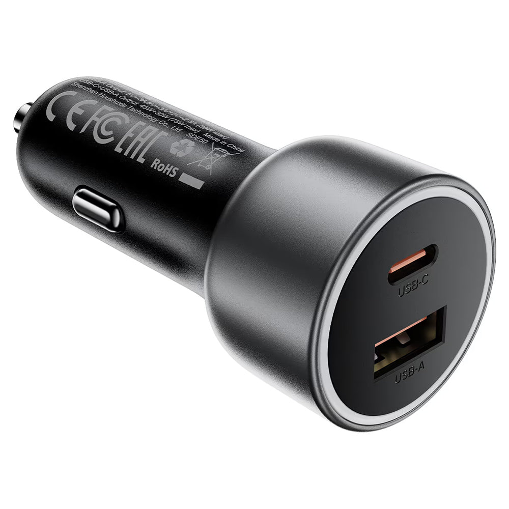 Φορτιστής Αυτοκινήτου Acefast B21, 75W, 3A, 1 x USB-A - 1 x USB-C, Γκρι
