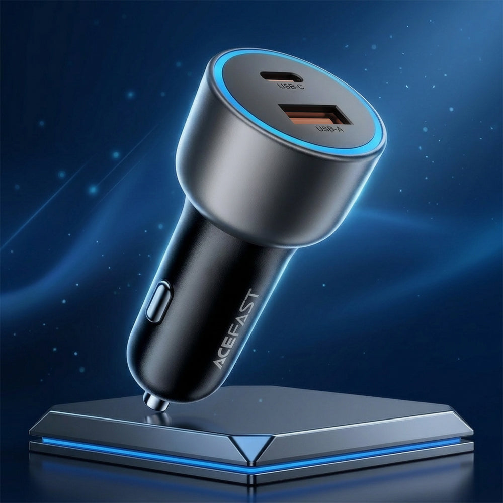 Φορτιστής Αυτοκινήτου Acefast B21, 75W, 3A, 1 x USB-A - 1 x USB-C, Γκρι
