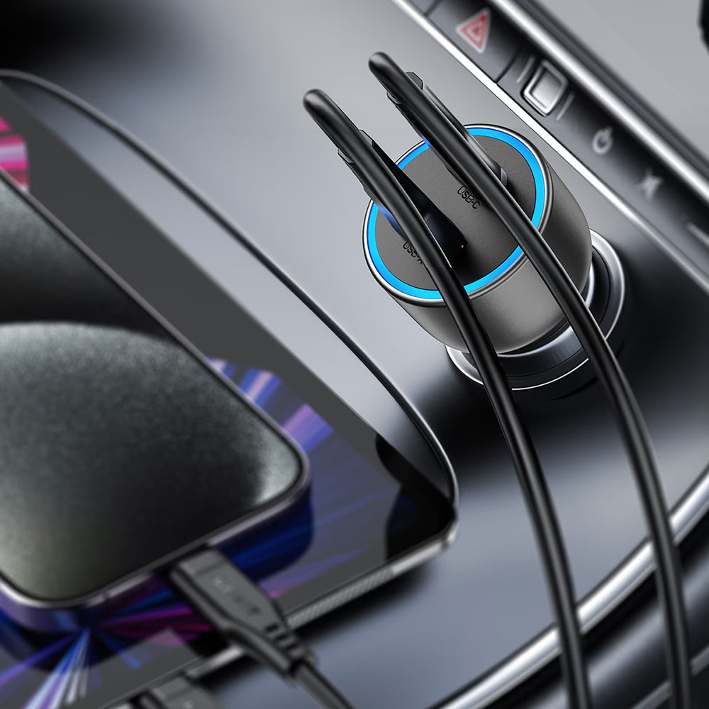 Φορτιστής Αυτοκινήτου Acefast B21, 75W, 3A, 1 x USB-A - 1 x USB-C, Γκρι