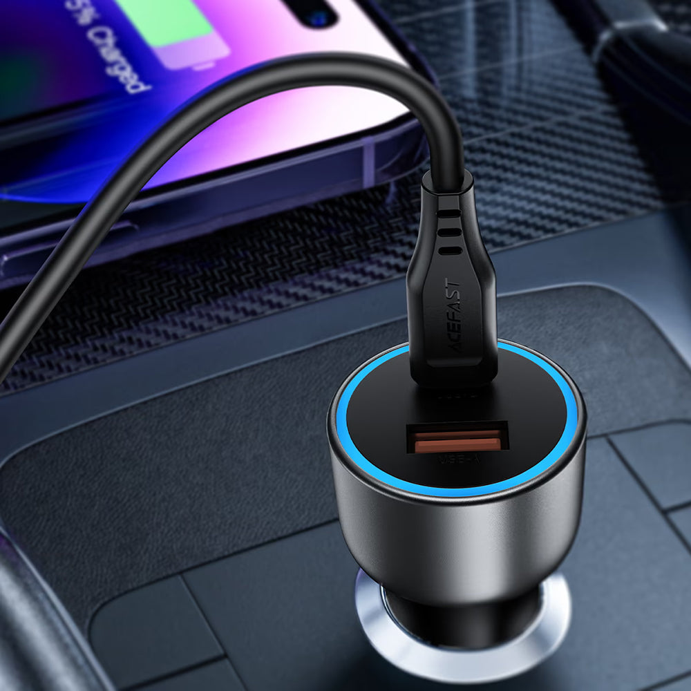 Φορτιστής Αυτοκινήτου Acefast B21, 75W, 3A, 1 x USB-A - 1 x USB-C, Γκρι