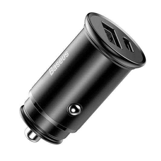 Φορτιστής Αυτοκινήτου Baseus Circular Metal, 30W, 5A, 1 x USB-A - 1 x USB-C, Μαύρο