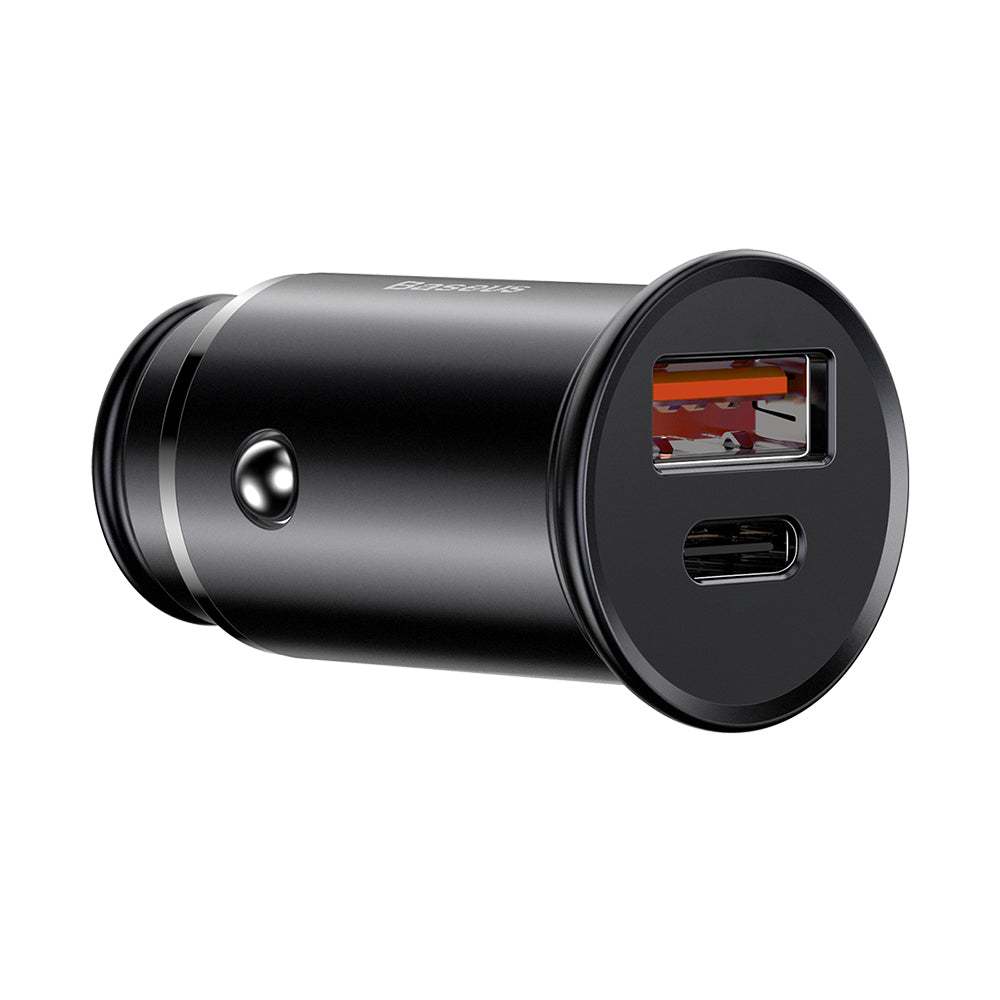 Φορτιστής Αυτοκινήτου Baseus Circular Metal, 30W, 5A, 1 x USB-A - 1 x USB-C, Μαύρο