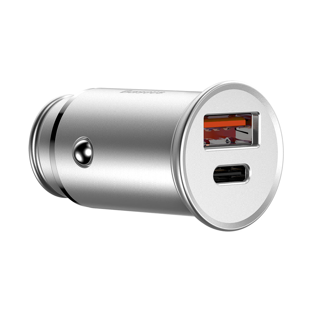 Φορτιστής Αυτοκινήτου Baseus Circular Metal, 30W, 5A, 1 x USB-A - 1 x USB-C, Γκρι
