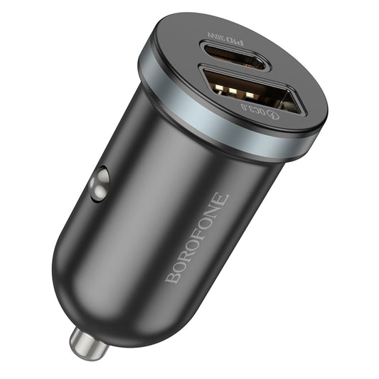 Φορτιστής αυτοκινήτου Borofone BZ22 Scenery, 30W, 3A, 1 x USB-A - 1 x USB-C, Μαύρο