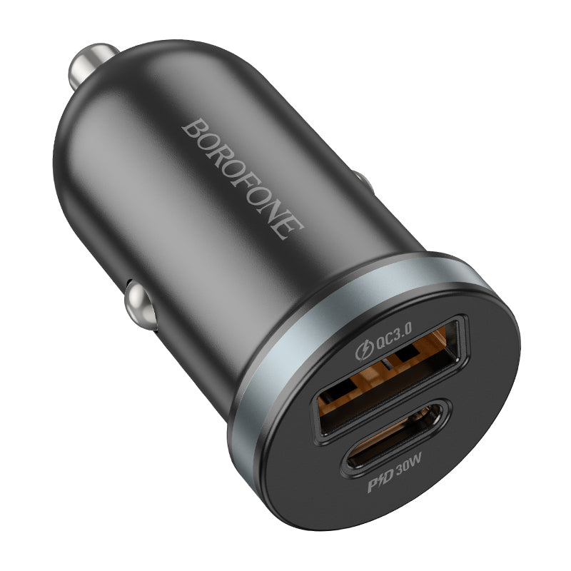 Φορτιστής αυτοκινήτου Borofone BZ22 Scenery, 30W, 3A, 1 x USB-A - 1 x USB-C, Μαύρο