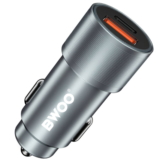 Φορτιστής αυτοκινήτου BWOO BO-CC73, 38W, 3A, 1 x USB-A - 1 x USB-C, Ασημί