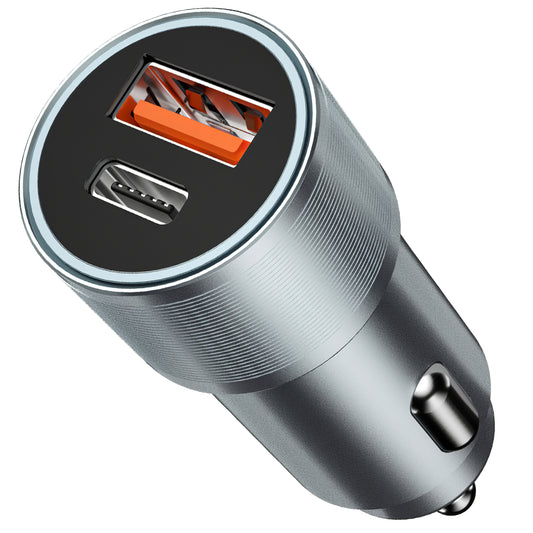 Φορτιστής αυτοκινήτου BWOO BO-CC73, 38W, 3A, 1 x USB-A - 1 x USB-C, Ασημί