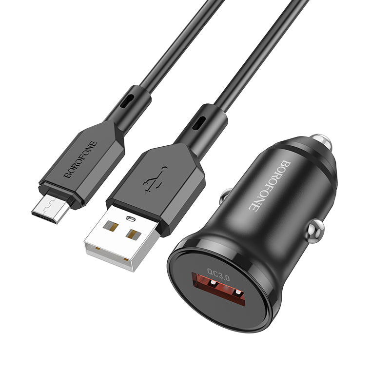 Φορτιστής Αυτοκινήτου με Καλώδιο microUSB Borofone BZ18, 18W, 3A, 1 x USB-A, Μαύρο