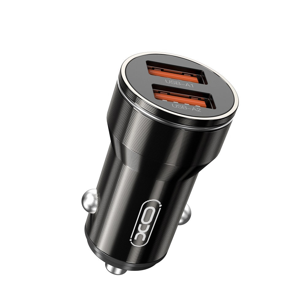 Φορτιστής Αυτοκινήτου με Καλώδιο USB-C XO Design CC48, 12W, 2.4A, 2 x USB-A, Γκρι