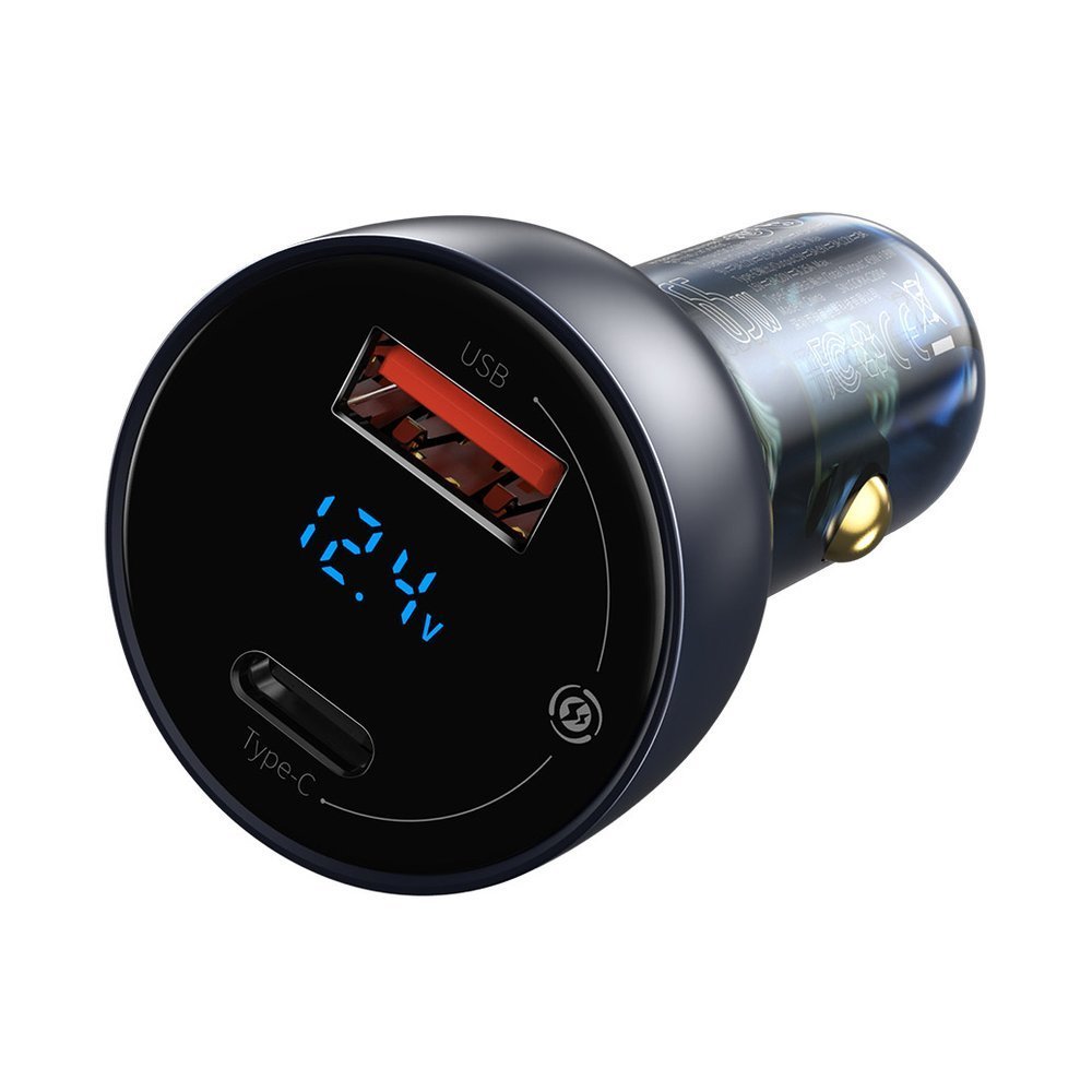 Φορτιστής Αυτοκινήτου με Καλώδιο USB-C Baseus Digital Display, 65W, 5A, 1 x USB-A - 1 x USB-C, Μαύρο TZCCKX-0G
