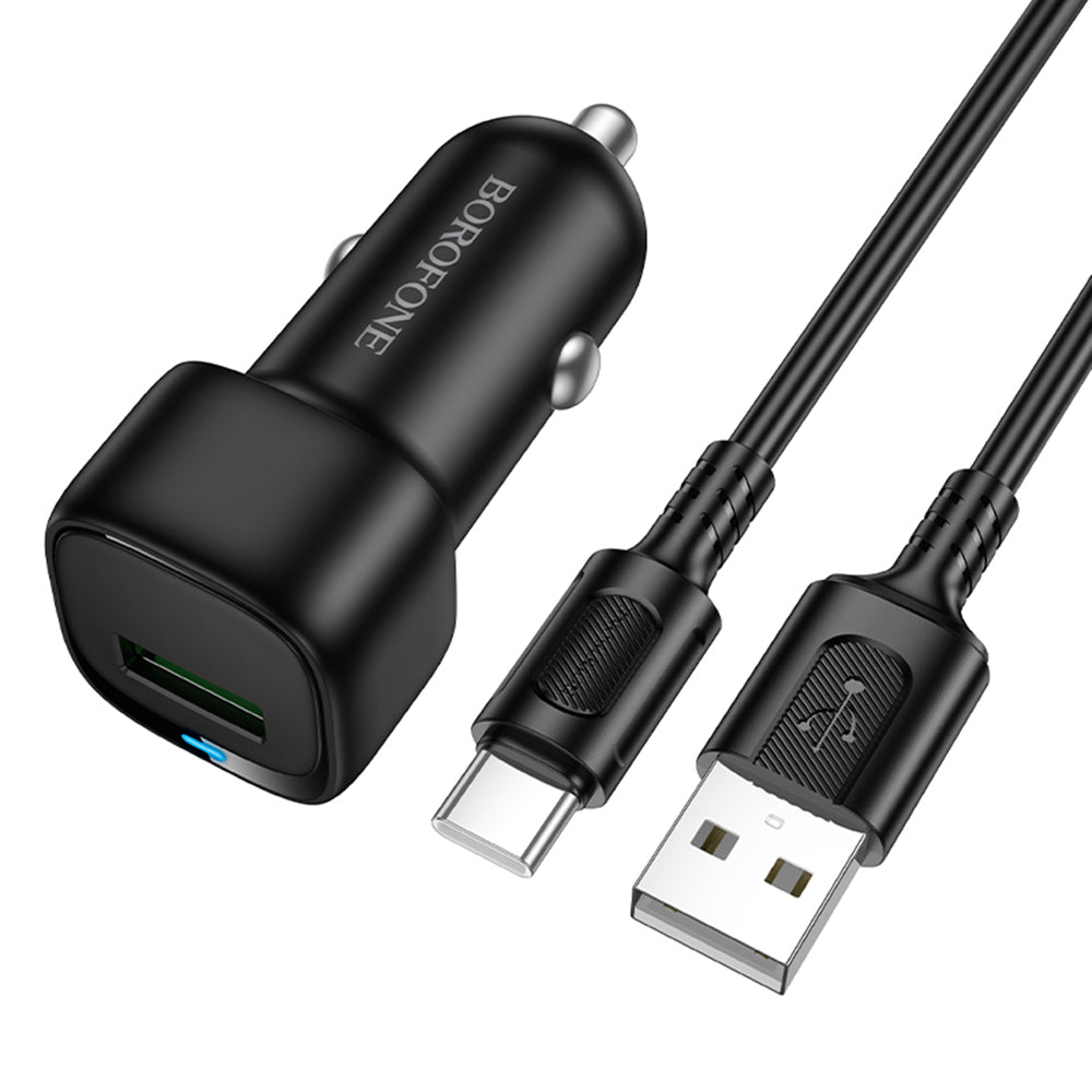 Φορτιστής Αυτοκινήτου με Καλώδιο USB-C Borofone BZ34 Cloud, 18W, 3A, 1 x USB-A, Μαύρο