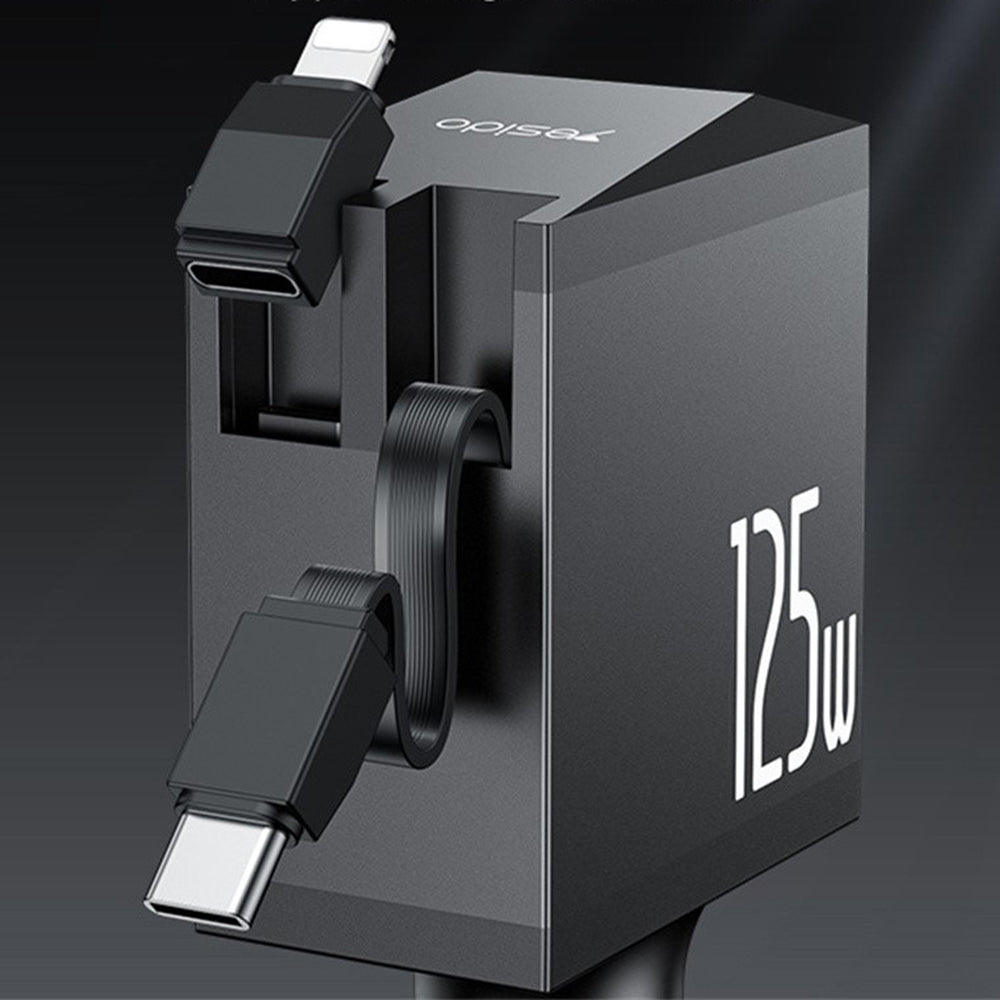 Φορτιστής Αυτοκινήτου με Καλώδιο USB-C / Lightning Yesido Y71 Display, 125W, 3A, 1 x USB-A - 1 x USB-C, Μαύρο