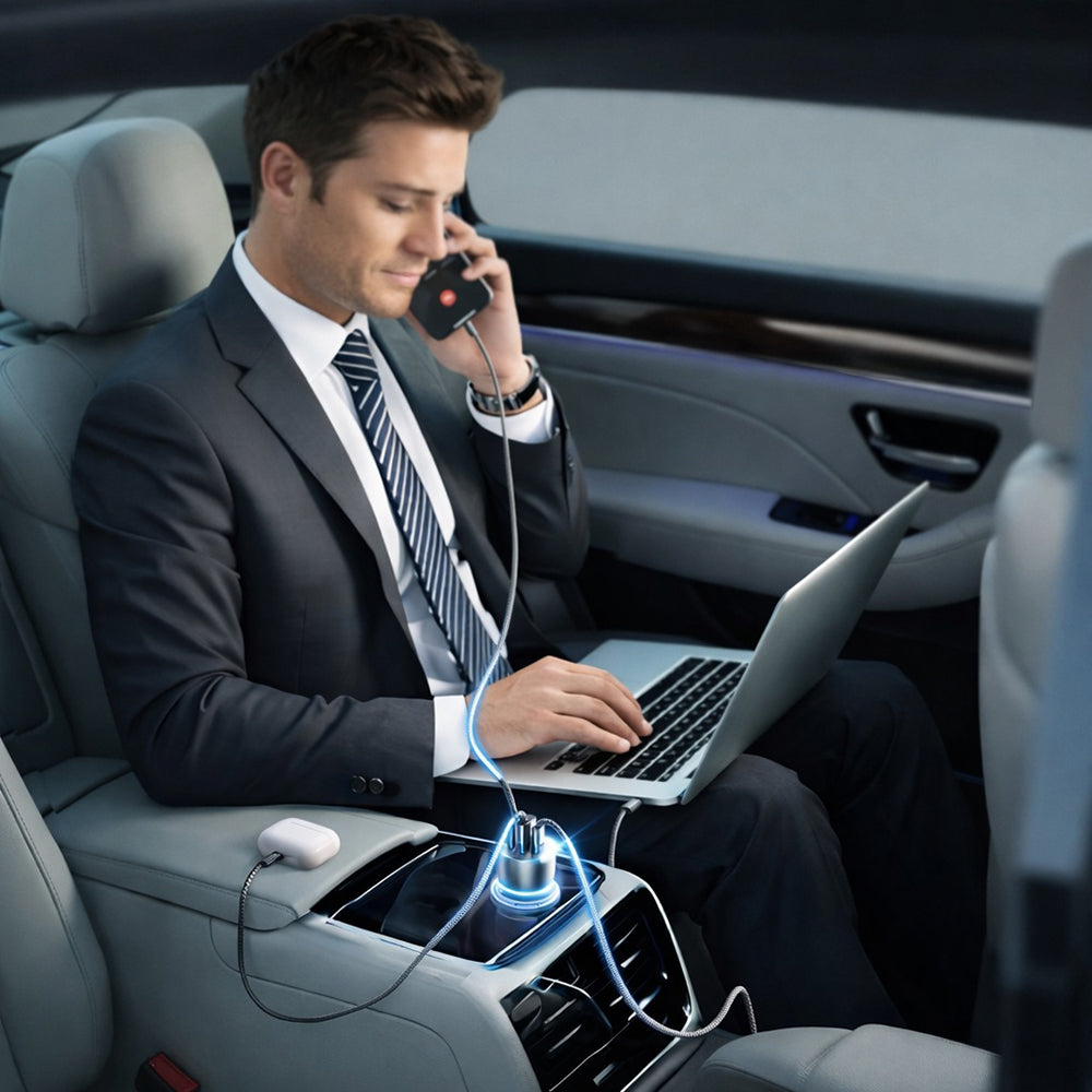 Φορτιστής Αυτοκινήτου με Καλώδιο USB-C Lisen, 170W, 5A, 1 x USB-A - 2 x USB-C, Μαύρο YL0224010001