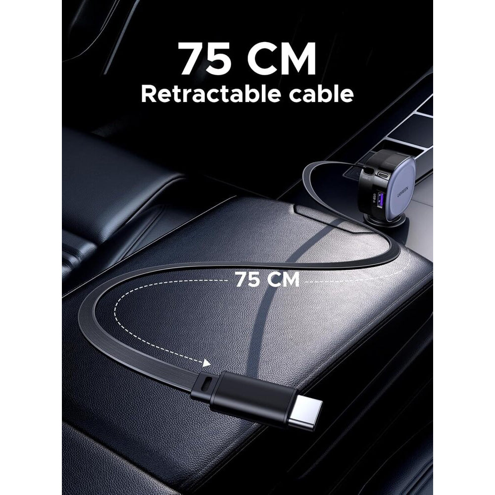 Φορτιστής Αυτοκινήτου με Καλώδιο USB-C UGREEN EC601, 75W, 3A, 1 x USB-A - 1 x USB-C, Γκρι