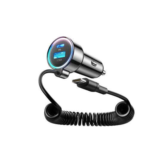 Φορτιστής Αυτοκινήτου με Καλώδιο USB-C Joyroom JR-CL07, 90W, 3A, 1 x USB-A - 1 x USB-C, Μαύρο