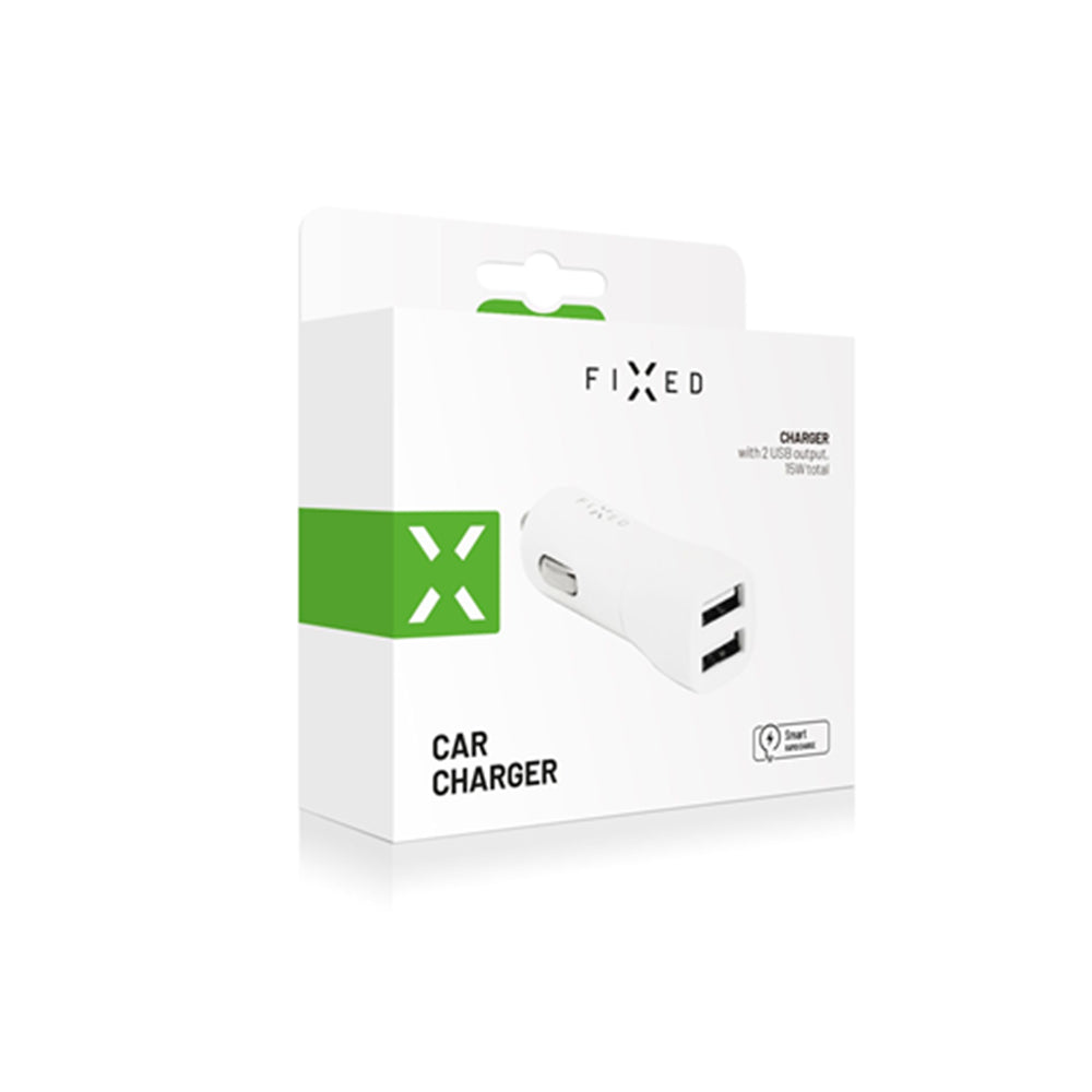 Φορτιστής Αυτοκινήτου Fixed, 15.5W, 3A, 2 x USB-A, Λευκό