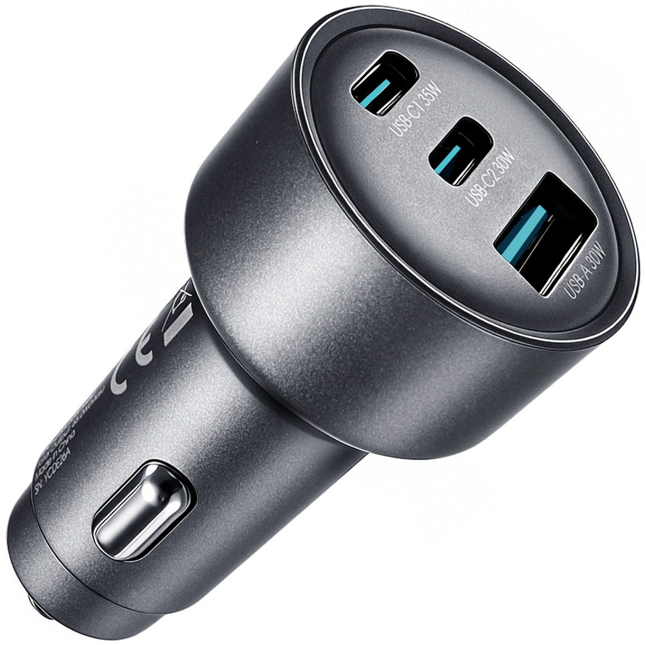 Joyroom JR-CCN19 Car Charger, 65W, 1 x USB-A - 2 x USB-C, Gray