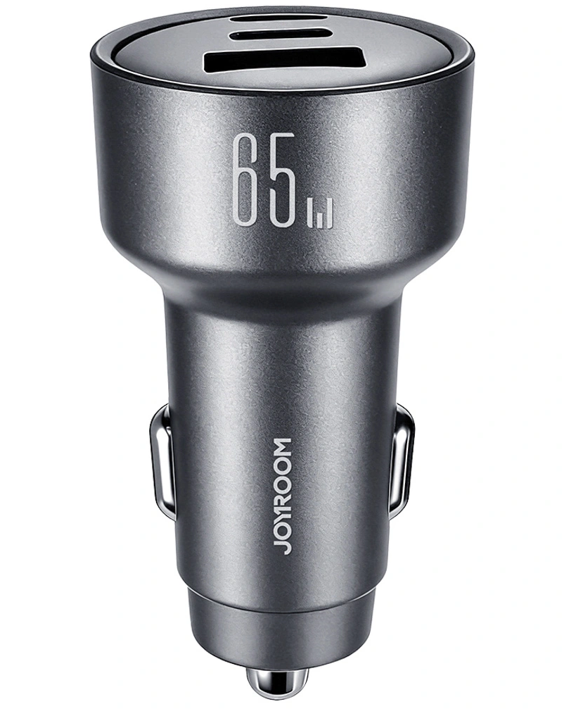 Joyroom JR-CCN19 Car Charger, 65W, 1 x USB-A - 2 x USB-C, Gray