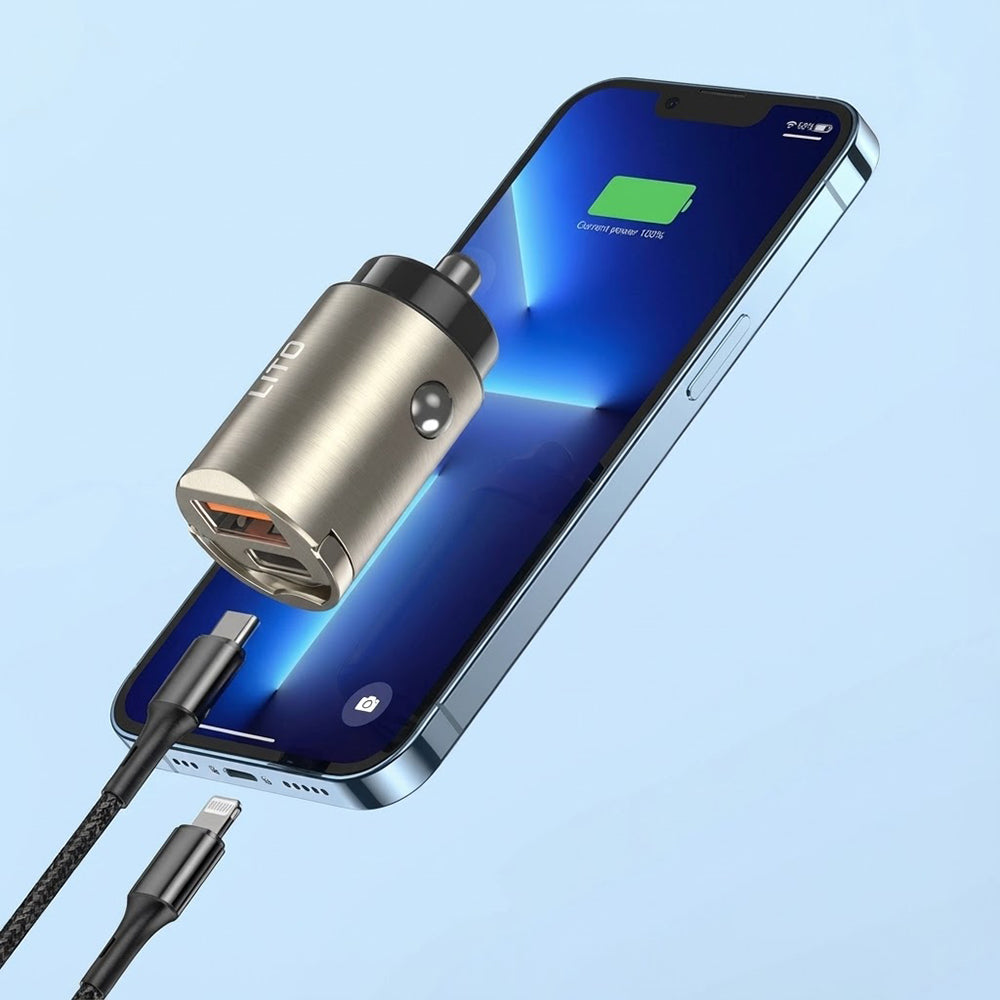 Φορτιστής Αυτοκινήτου Lito IN-C03, 30W, 3A, 1 x USB-A - 1 x USB-C, Μαύρο