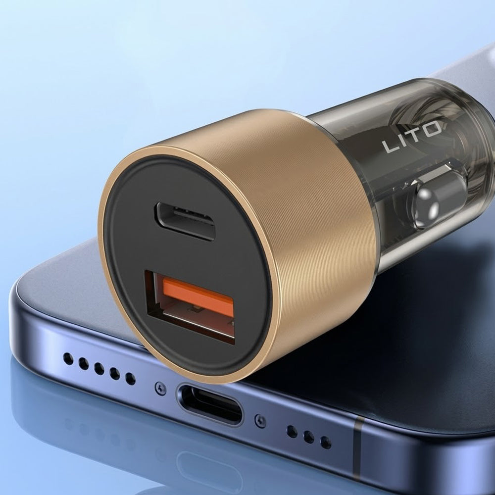 Φορτιστής Αυτοκινήτου Lito IN-C04, 52W, 3A, 1 x USB-A - 1 x USB-C, Μαύρο