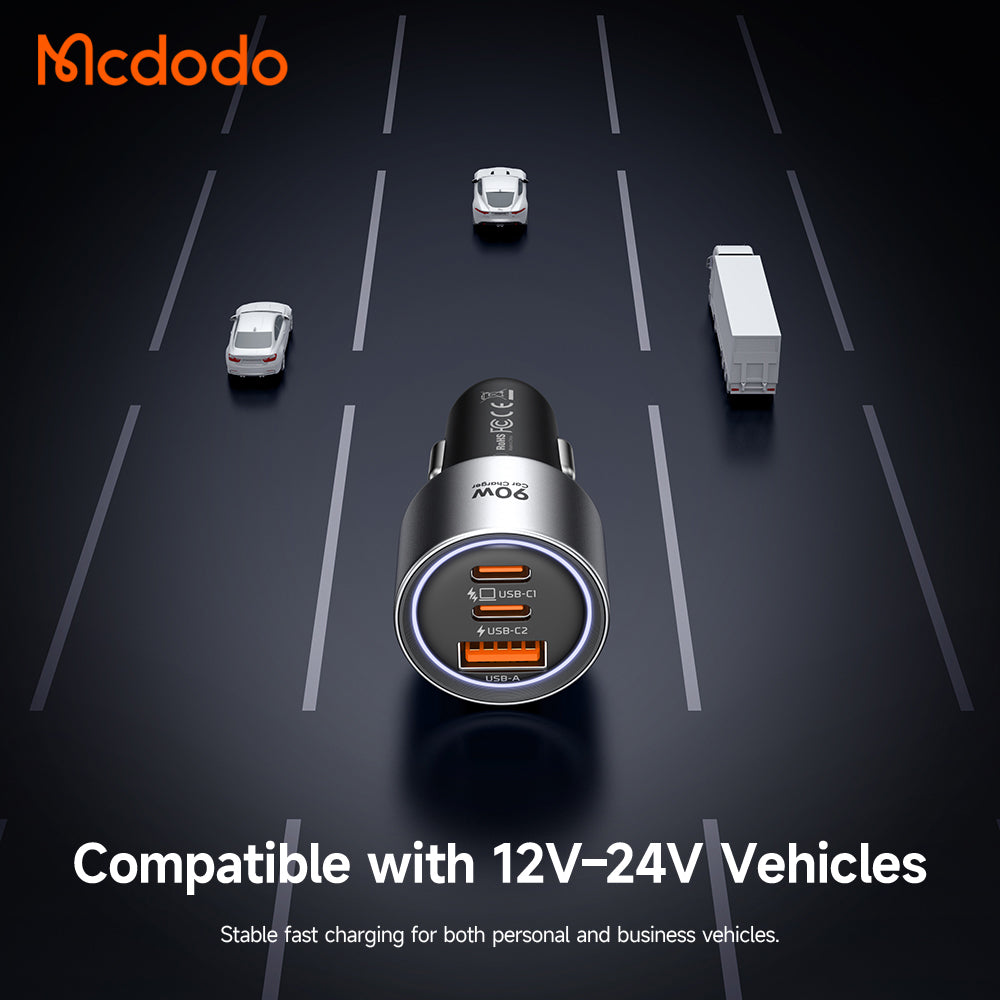 Φορτιστής Αυτοκινήτου McDodo CC-3110 Gana, 90W, 3A, 1 x USB-A - 2 x USB-C, Μαύρο